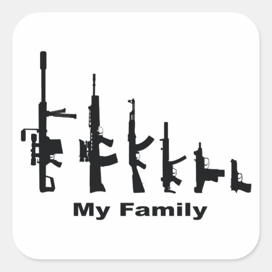 Sticker Carré Ma famille (J'aime les armes) (Devant)