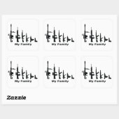 Sticker Carré Ma famille (J'aime les armes) (Feuille)