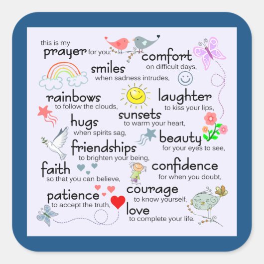Sticker Carré Ma Prière Pour Vous | Bleu classique (Devant)