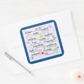 Sticker Carré Ma Prière Pour Vous | Bleu classique (Enveloppe)