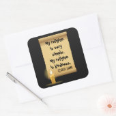 Sticker Carré Ma religion est très simple (Enveloppe)