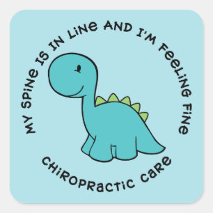 Sticker Carré Ma Spine Est En Ligne Dinosaure Chiropratique Stic