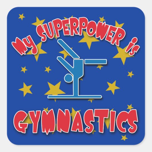 Sticker Carré Ma superpuissance est la gymnastique (Devant)