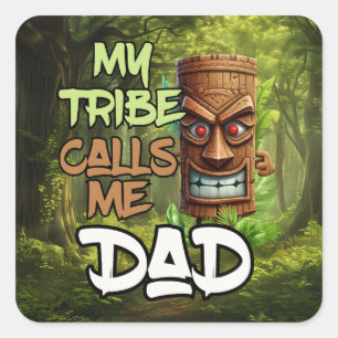 Sticker Carré Ma tribu m'appelle Papa - Conception de Fêtes des