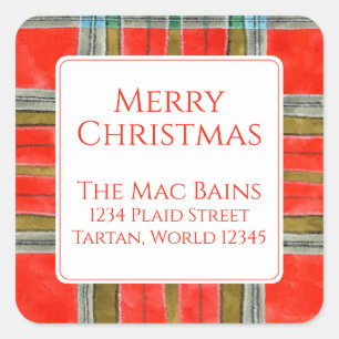 Sticker Carré MAC BAIN TARTAN Petits Carrés d'adresse sceaux