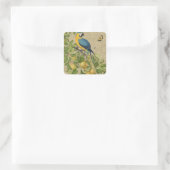 Sticker Carré Macaw Blue Jaune Tropical Jungle Antique (Sac)