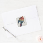 Sticker Carré Macaw rouge et jaune (Enveloppe)