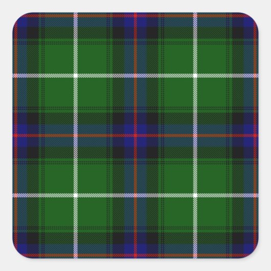 Sticker Carré MacDonald tartan bleu vert plaid (Devant)
