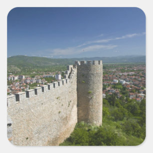 Sticker Carré MACÉDOINE, Ohrid. Château de Car Samoil /