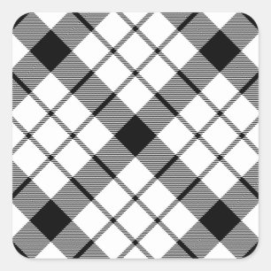 Sticker Carré MacFarlane tartan noir blanc plaid