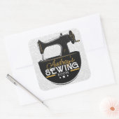 Sticker Carré Machine à coudre antique AJOUTER LE NOM Seamstress (Enveloppe)