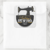 Sticker Carré Machine à coudre antique AJOUTER LE NOM Seamstress (Sac)
