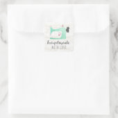 Sticker Carré Machine à coudre artisanale avec amour sur dentell (Sac)