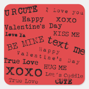 Sticker Carré Machine à écrire vintage Valentine de style ancien