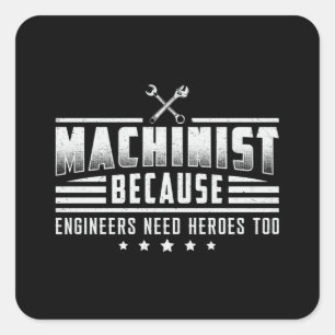 Sticker Carré Machine Machiniste CNC Machiniste Idée de cadeau m