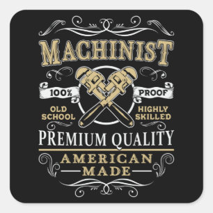 Sticker Carré Machine mécanique CNC Machiniste Idée cadeau