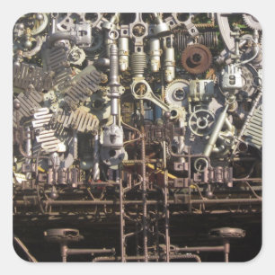 Sticker Carré Machines mécaniques Steampunk