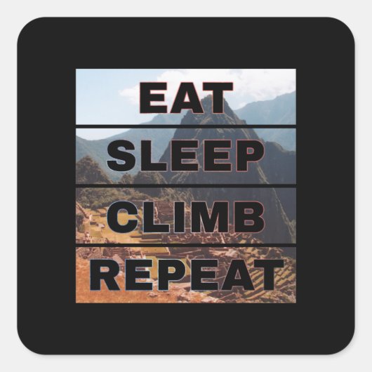Sticker Carré Machu Picchu Pérou - Mangez Sleep Climat Répéter (Devant)