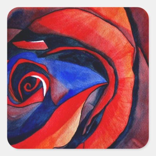 Sticker Carré Macro rouge rose abstraite peinture d'art (Devant)