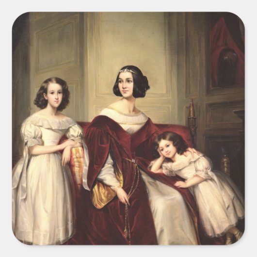 Sticker Carré Madame de Nonjon et ses deux filles, 1839 (Devant)