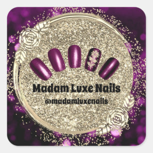 Sticker Carré Madame Luxe Nail Parties scintillant Purple Gold R
