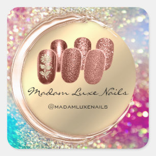 Sticker Carré Madame Luxe Nail Parties scintillant Rose Gold Flo