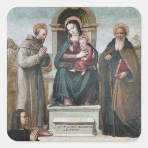Sticker Carré Madone en majesté et l'Enfant avec des Saints