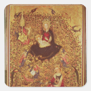 Sticker Carré Madonna avec un Rose Bush