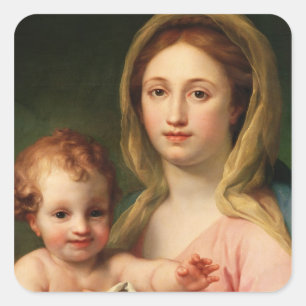 Sticker Carré Madonna et enfant avec deux anges, 1770-73