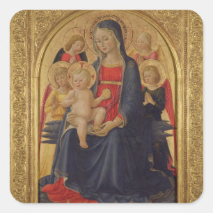 Sticker Carré Madonna et enfant avec les anges, c.1467 (huile