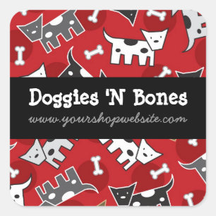 Sticker Carré Magasin d'animaux de compagnie de chiens et d'os e