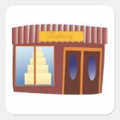 Sticker Carré Magasin de Boulangerie Pâtisserie Devant Boutique (Devant)