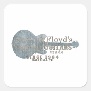 Sticker Carré Magasin vintage de guitare de Rubin et de Floyd