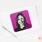 Sticker Carré Magenta Kamala Harris Pop Art (Enveloppe)
