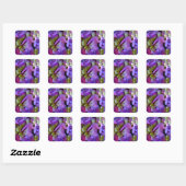 Sticker Carré Magenta Purple bleu jaune Hydrangeas fleurs (Feuille)