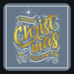 Sticker Carré Magical Christmas Typography Carré Gold ID441<br><div class="desc">Belle conception autocollante de Noël avec élégante typographie de feuille d'or de 'Un Noël magique et Bonne Année' dans un format carré. Le design est encadré de blanc et décoré avec des baies, un faux orteil avec un accent étoilé sur un arrière - plan bleu foncé en option. Recherchez ID441...</div>