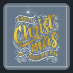 Sticker Carré Magical Christmas Typography Carré Gold ID441<br><div class="desc">Belle conception autocollante de Noël avec élégante typographie de feuille d'or de 'Un Noël magique et Bonne Année' dans un format carré. Le design est encadré de blanc et décoré avec des baies, un faux orteil avec un accent étoilé sur un arrière - plan bleu foncé en option. Recherchez ID441...</div>