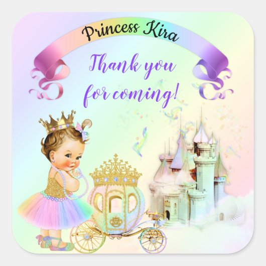 Sticker Carré Magical Rainbow Princess Castle Carriage (Devant)
