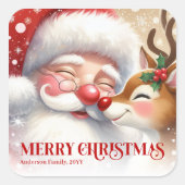Sticker Carré Magical Santa Rudolph Personalized Christmas Kids  (Devant)
