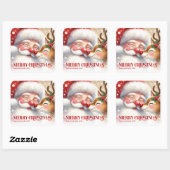 Sticker Carré Magical Santa Rudolph Personalized Christmas Kids  (Feuille)
