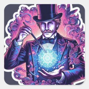 Sticker Carré Magicien-22