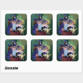 Sticker Carré Magicien tirant des lapins d'un Casquette (Feuille)