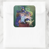 Sticker Carré Magicien tirant des lapins d'un Casquette (Sac)