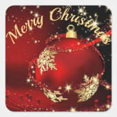 Sticker Carré Magie de Noël dans l'enveloppe de carte rouge (Devant)