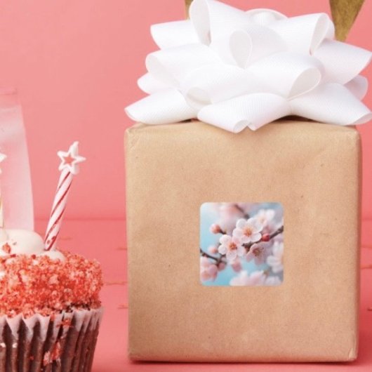 Sticker Carré Magie en fleurs roses