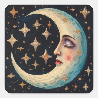 Sticker Carré 🌙✨ Magie Mystique de la Lune — Céleste Envoûtante