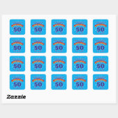 Sticker Carré MAGNIFIQUE 50 BLEU CLAIR Anniversaire (Feuille)
