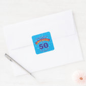 Sticker Carré MAGNIFIQUE 50 BLEU CLAIR Anniversaire (Enveloppe)
