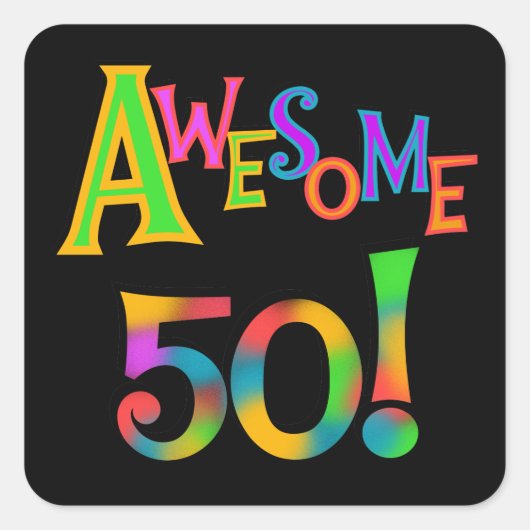 Sticker Carré Magnifique 50 T-shirts et cadeaux d'anniversaire (Devant)