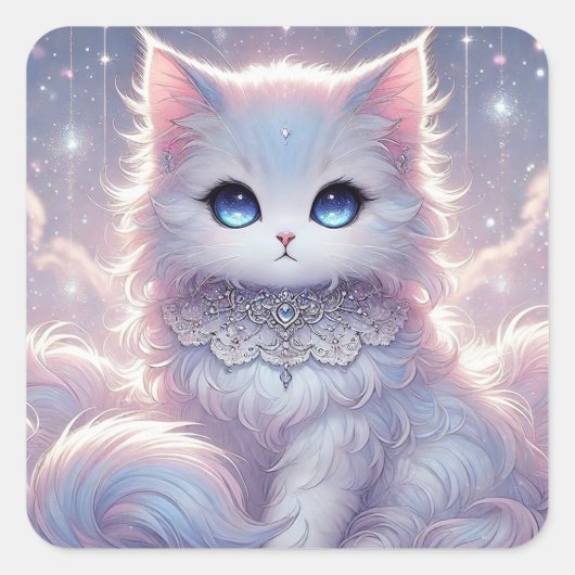 Sticker Carré Magnifique Angel Princess Cat (Devant)